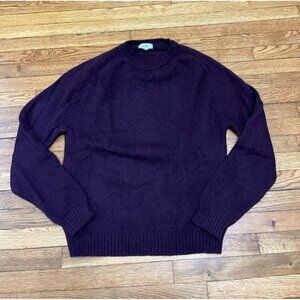 LL Bean Sweater 100% Wool Men's Size Large Crewneck Burgundy Red Knit Vintage